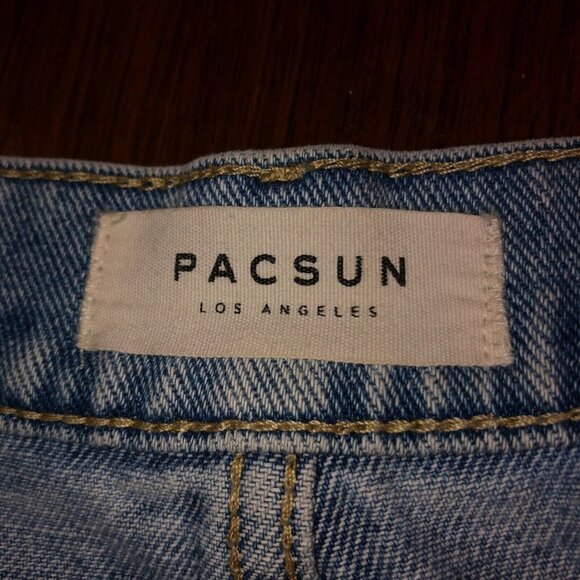Pacsun Womens 27 High Rise Straight Distressed Frayed Hem Button Fly Denim Jeans - Picture 9 of 12